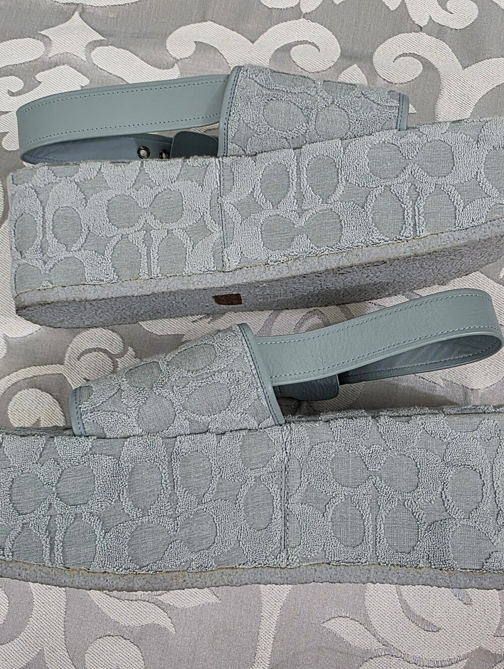 Coach Noelle Signature Sandals Baby Blue Terry Cloth Womens Platform Sz 9.5 B - Picture 6 of 15